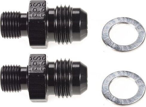 JEGS Transmission Fittings | 1/8in. NPSM x -6AN | Includes 2 Fittings And 2 Crush Washers | Made In USA | Black Anodized Aluminum in Kuwait