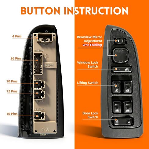 15883323 Master Power Window Switch and Front Driver Side Door Lock w/Bezel Assembly Fit for 2003-2007 Chevy Avalanche Silverado Suburban Tahoe Replaces (w/o Folding Rearview Mirror Adjustment) in Saudi Arabia
