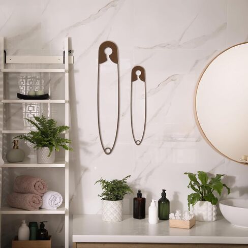 Daifunli 2 Pcs Large Hanging Metal Safety Pins Rustic Laundry Giant Safety Pin Laundry Wall Sign for Home Room Wall 3D Decoration in Kuwait