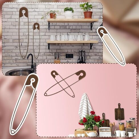Daifunli 2 Pcs Large Hanging Metal Safety Pins Rustic Laundry Giant Safety Pin Laundry Wall Sign for Home Room Wall 3D Decoration in Kuwait