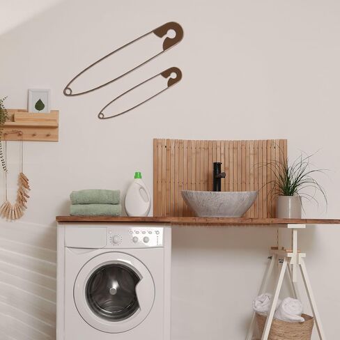 Daifunli 2 Pcs Large Hanging Metal Safety Pins Rustic Laundry Giant Safety Pin Laundry Wall Sign for Home Room Wall 3D Decoration in Kuwait