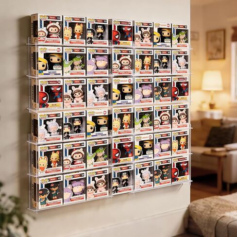Wall Display Shelf for Funko Pop Figure Cases in Box, Clear Acrylic Stackable Stand, Display Organizer for Action Figures Perfect for Bedrooms, Home Offices, Studies, and Living Rooms in Kuwait