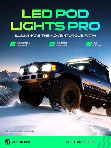 YHTAUTO 3 Inch LED Light Bars w/Wiring Harness & Light Cover, 20W 2400LM, 5700K, Spot10° Beam Off Road Camper Pod Light for Truck SUV ATV UTV Golf Cart Tractor 4x4 Van Boat IP67 Waterproof Lamp in Kuwait