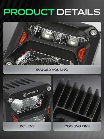 YHTAUTO 3 Inch LED Light Bars w/Wiring Harness & Light Cover, 20W 2400LM, 5700K, Spot10° Beam Off Road Camper Pod Light for Truck SUV ATV UTV Golf Cart Tractor 4x4 Van Boat IP67 Waterproof Lamp in Kuwait