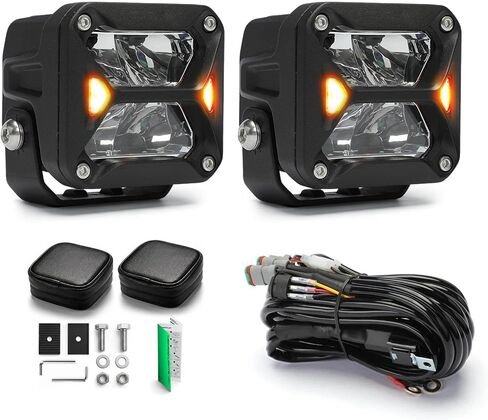 YHTAUTO 3 Inch LED Light Bars w/Wiring Harness & Light Cover, 20W 2400LM, 5700K, Spot10° Beam Off Road Camper Pod Light for Truck SUV ATV UTV Golf Cart Tractor 4x4 Van Boat IP67 Waterproof Lamp in Kuwait