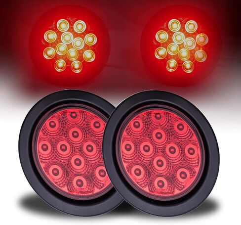 4 Inch Round Red LED Trailer Lights, DOT Certified Sealed Stop Turn Tail Light Kit with Grommet, Pack of 2 in Saudi Arabia