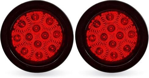 4 Inch Round Red LED Trailer Lights, DOT Certified Sealed Stop Turn Tail Light Kit with Grommet, Pack of 2 in Saudi Arabia