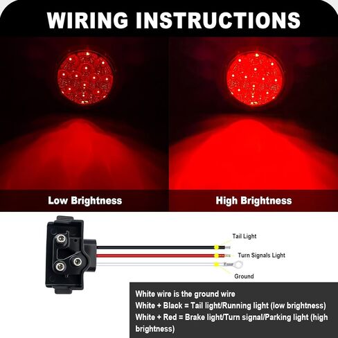 4 Inch Round Red LED Trailer Lights, DOT Certified Sealed Stop Turn Tail Light Kit with Grommet, Pack of 2 in Saudi Arabia