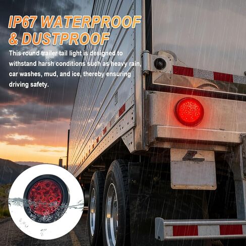 4 Inch Round Red LED Trailer Lights, DOT Certified Sealed Stop Turn Tail Light Kit with Grommet, Pack of 2 in Saudi Arabia
