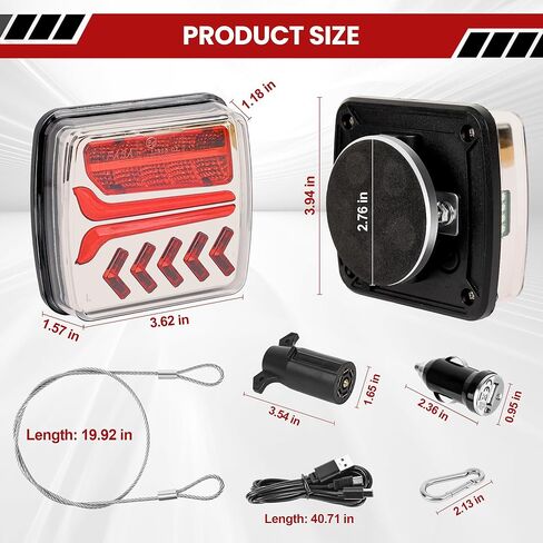Wireless Trailer Lights Magnetic Led Kit -2 Pack Bluetooth Tail Lights for Trailer Tow Boat with Brake Turn Signal,Waterproof Tailing Lights for Truck Trailer Boat Camper RV in Saudi Arabia