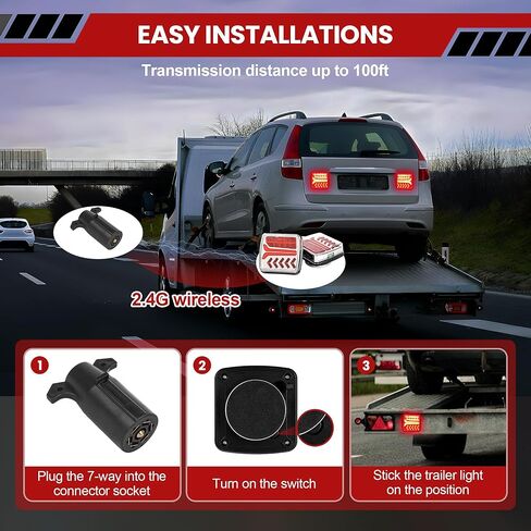 Wireless Trailer Lights Magnetic Led Kit -2 Pack Bluetooth Tail Lights for Trailer Tow Boat with Brake Turn Signal,Waterproof Tailing Lights for Truck Trailer Boat Camper RV in Saudi Arabia