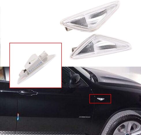 مؤشر مصباح إشارة الانعطاف LED 1 زوج متوافق مع BMW X3 X5 X6 63137171007 63137171008 in Kuwait