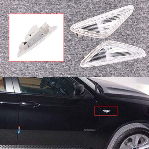 مؤشر مصباح إشارة الانعطاف LED 1 زوج متوافق مع BMW X3 X5 X6 63137171007 63137171008 in Kuwait
