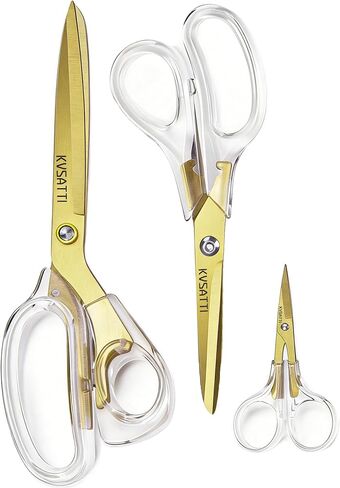 3 Pack Scissors all Purpose,Gold Office Scissors for Desk,Titanium Coating Forged Sharp Scissors,for Cutting Crafting Paper Art School Home Supplies in Kuwait