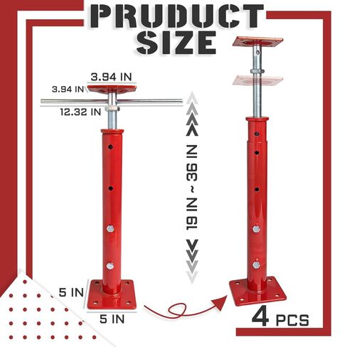 4 Pack Screw Jacks,19"-36" Adjustable Jack Post, 17636LBS Max Capacity Each Jack Rod.Widely Used for Floors, Beams, Stairs and Ceilings,Walls, and Aasement Beams. in Saudi Arabia