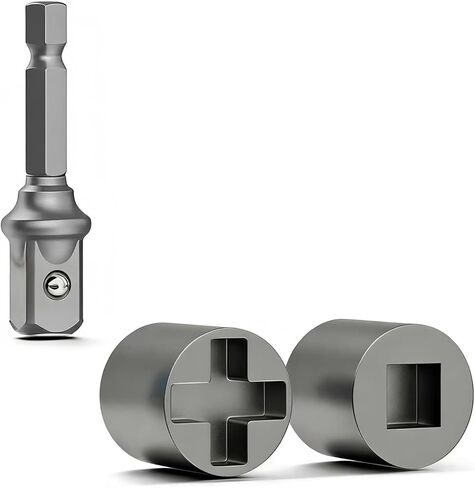 3 PCS Scissor Jack Adapter for Hand Drill, Heavy-duty Alloy Jack Drill Sockets Kit, Easy Tire Change Tool with Conversion Adapter, Portable Maintenance Tool for Cars (Silver) in Saudi Arabia