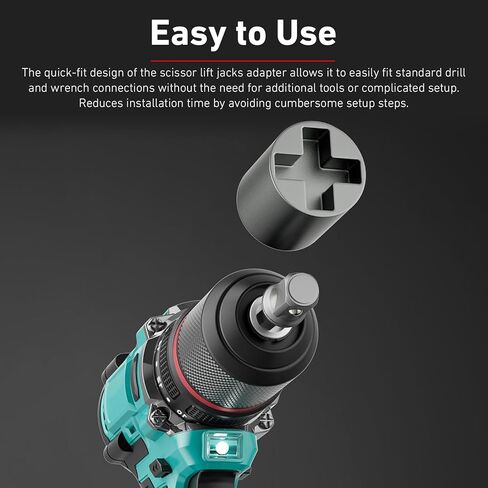 3 PCS Scissor Jack Adapter for Hand Drill, Heavy-duty Alloy Jack Drill Sockets Kit, Easy Tire Change Tool with Conversion Adapter, Portable Maintenance Tool for Cars (Silver) in Saudi Arabia