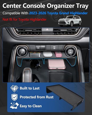 Center Console Organizer for Toyota Grand Highlander Accessories 2026 2025 2024 2023, Middle Storage Insert Tray for Cell Phone & Sunglasses & Vehicle Key in Saudi Arabia