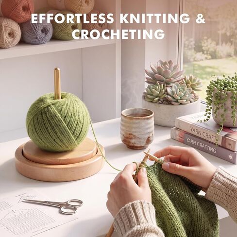 Yarn Holder for Crocheting & Knitting, Upgrade Larger Size and Anti-Slip Pads, Wooden Yarn Spinner & Thread Holder, Crochet Yarn Holder, Knitting Crocheting Accessory Gift in Saudi Arabia
