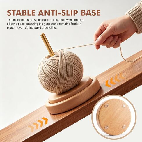 Yarn Holder for Crocheting & Knitting, Upgrade Larger Size and Anti-Slip Pads, Wooden Yarn Spinner & Thread Holder, Crochet Yarn Holder, Knitting Crocheting Accessory Gift in Saudi Arabia