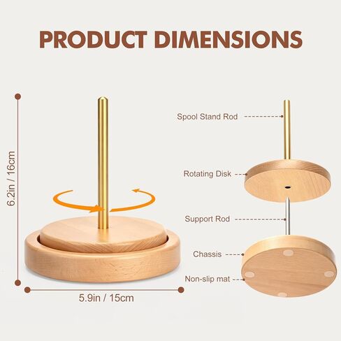 Yarn Holder for Crocheting & Knitting, Upgrade Larger Size and Anti-Slip Pads, Wooden Yarn Spinner & Thread Holder, Crochet Yarn Holder, Knitting Crocheting Accessory Gift in Saudi Arabia