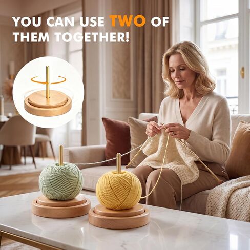 Yarn Holder for Crocheting & Knitting, Upgrade Larger Size and Anti-Slip Pads, Wooden Yarn Spinner & Thread Holder, Crochet Yarn Holder, Knitting Crocheting Accessory Gift in Saudi Arabia