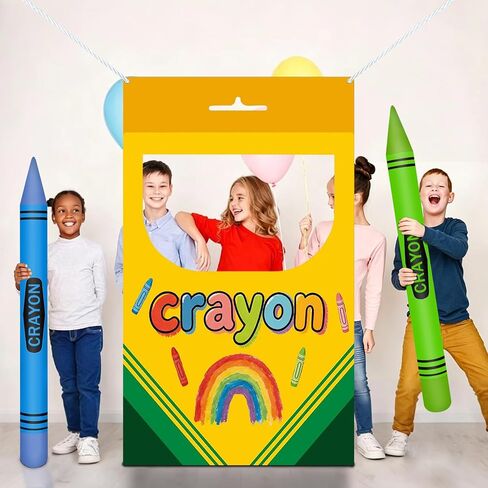 Back to School Photo Booth Props Set - Crayon Box Frame, Giant Crayon Balloons, First Day of School Classroom Decorations and Party Supplies (Crayon-banner) in Saudi Arabia
