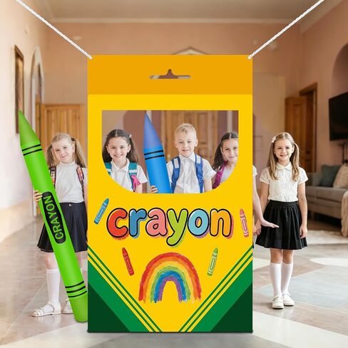 Back to School Photo Booth Props Set - Crayon Box Frame, Giant Crayon Balloons, First Day of School Classroom Decorations and Party Supplies (Crayon-banner) in Saudi Arabia