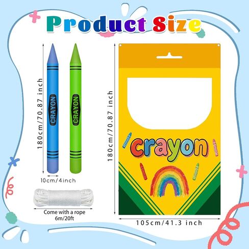 Back to School Photo Booth Props Set - Crayon Box Frame, Giant Crayon Balloons, First Day of School Classroom Decorations and Party Supplies (Crayon-banner) in Saudi Arabia