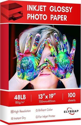 Glossy Inkjet Photo Paper 13X19 Inches 48lb 100 Sheets Professional Glossy Photographic Paper Compatible with Inkjet Printer Use DYE INK 180GSM in Saudi Arabia