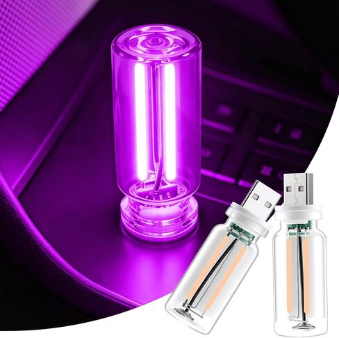 iFunyLED Car Interior USB LED Night Light, Portable Touch dimmable Car Ambient Lighting Kit, Retro Mini Transparent Glass Bottle Lamp Decorations for Vehicle Camping Bedroom Hallway, Pack of 2(Purple) in Saudi Arabia