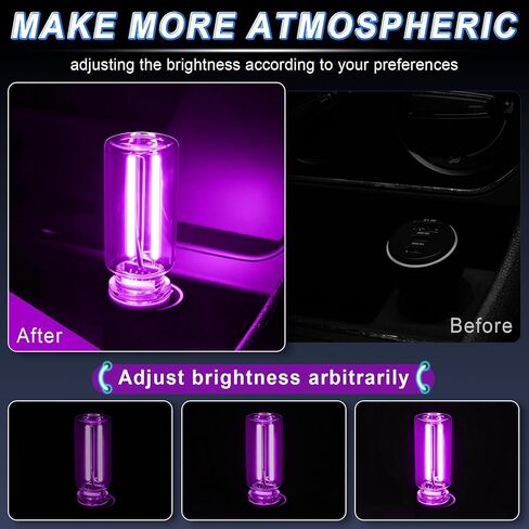 iFunyLED Car Interior USB LED Night Light, Portable Touch dimmable Car Ambient Lighting Kit, Retro Mini Transparent Glass Bottle Lamp Decorations for Vehicle Camping Bedroom Hallway, Pack of 2(Purple) in Saudi Arabia