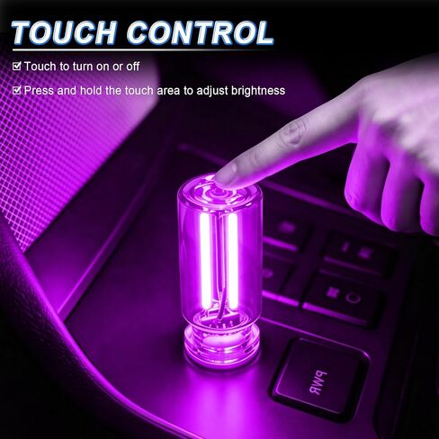 iFunyLED Car Interior USB LED Night Light, Portable Touch dimmable Car Ambient Lighting Kit, Retro Mini Transparent Glass Bottle Lamp Decorations for Vehicle Camping Bedroom Hallway, Pack of 2(Purple) in Saudi Arabia
