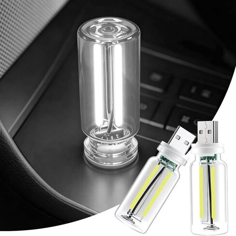 iFunyLED Car Interior USB LED Night Light, Portable Touch dimmable Car Ambient Lighting Kit, Retro Mini Transparent Glass Bottle Lamp Decorations for Vehicle Camping Bedroom Hallway, Pack of 2(Purple) in Saudi Arabia