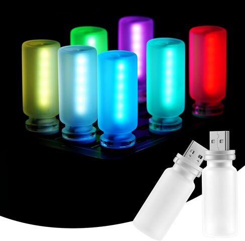 iFunyLED Car Interior USB LED Night Light, Portable Touch dimmable Car Ambient Lighting Kit, Retro Mini Transparent Glass Bottle Lamp Decorations for Vehicle Camping Bedroom Hallway, Pack of 2(Purple) in Saudi Arabia