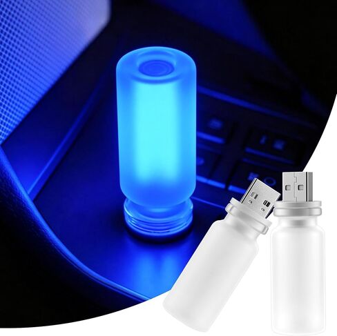 iFunyLED Car Interior USB LED Night Light, Portable Touch dimmable Car Ambient Lighting Kit, Retro Mini Transparent Glass Bottle Lamp Decorations for Vehicle Camping Bedroom Hallway, Pack of 2(Purple) in Saudi Arabia