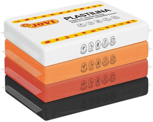 Jovi Modeling Clay, 3 Pounds Total, 4 Non-Hardening Bars in White, Orange, Brown and Black 0.77 lb Each, Arts & Crafts Non-Toxic and Gluten Free plasticine in Saudi Arabia