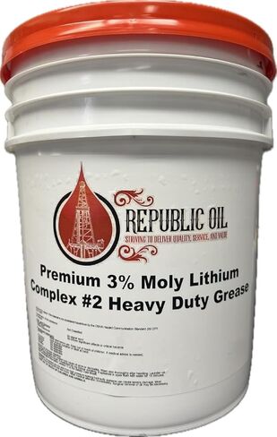 Republic Oil 3% Moly Lithium Complex #2 Heavy Duty Grease 35lb Pail | Bucket | Fifth Wheels | Pins and Bushings | Agriculture | Construction | Mining | EP2 in Kuwait