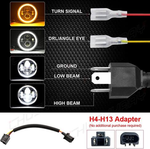 CHUSYYRAY 7 بوصة مستديرة متوافقة مع Honda CB750C CB900C مخصص 1980 1981 1982 LED مجموعة المصابيح الأمامية للدراجات النارية للطرق الوعرة، إشارة الانعطاف DRL عالية الشعاع المنخفض، معتمدة من DOT، 55W 6000K أبيض، قطعة واحدة in Kuwait