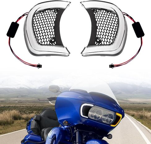 Motorcycle Headlight LED Vent Turn Signal Light Compatible With Harley Road Glide FLTRX Accent Lamp Indicator Side Lights Special FLTRXS CVO Ultra FLTRX 2014-2023 Harley Accessories(Smoked) in Saudi Arabia