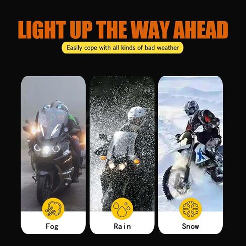 Ruiandsion LED لمبة دراجة نارية 10-30V غير قطبية 3014 39SMD شرائح مدمجة للسائق الأبيض Hi/Lo Beam لدراجة نارية الضباب ضوء حزمة من 2 in Kuwait