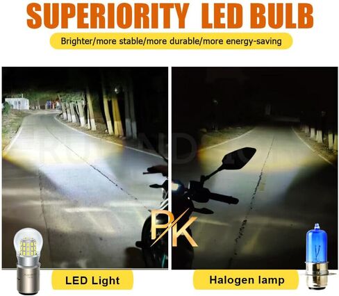 Ruiandsion LED لمبة دراجة نارية 10-30V غير قطبية 3014 39SMD شرائح مدمجة للسائق الأبيض Hi/Lo Beam لدراجة نارية الضباب ضوء حزمة من 2 in Kuwait