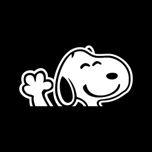 Snoopy Waving Adhesive Vinyl Sticker, Classic Cartoon for Car, Window, Laptop, and Water Bottle, Weatherproof Decal (8" x 4.2") in Saudi Arabia
