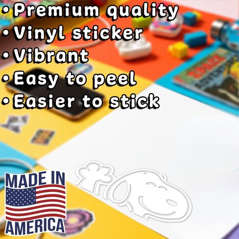 Snoopy Waving Adhesive Vinyl Sticker, Classic Cartoon for Car, Window, Laptop, and Water Bottle, Weatherproof Decal (8" x 4.2") in Saudi Arabia