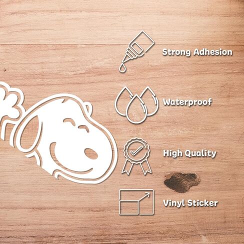 Snoopy Waving Adhesive Vinyl Sticker, Classic Cartoon for Car, Window, Laptop, and Water Bottle, Weatherproof Decal (8" x 4.2") in Saudi Arabia