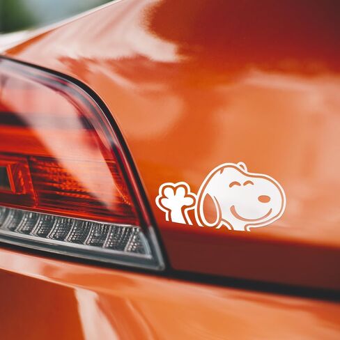 Snoopy Waving Adhesive Vinyl Sticker, Classic Cartoon for Car, Window, Laptop, and Water Bottle, Weatherproof Decal (8" x 4.2") in Saudi Arabia