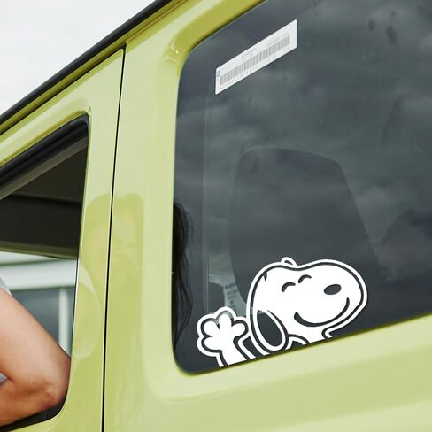 Snoopy Waving Adhesive Vinyl Sticker, Classic Cartoon for Car, Window, Laptop, and Water Bottle, Weatherproof Decal (8" x 4.2") in Saudi Arabia