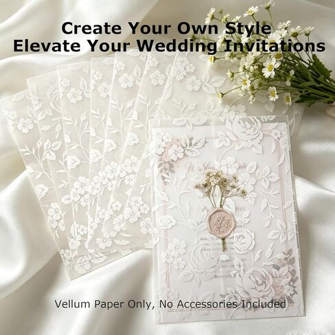 KEYIDE 100 Pack Pre-Folded Vellum Wraps for 5x7 Invitations, Translucent Wedding Invitation Sleeves, Elegant Vellum Jackets for Wedding Invitations and Bridal Shower Cards in Saudi Arabia