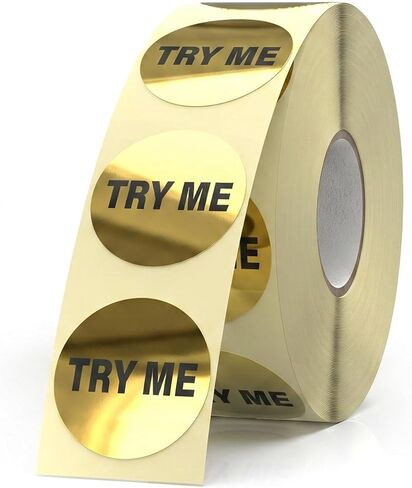 1 Inch Try Me Stickers Gold Round Stickers for Business 500 PCS Labels on a Roll Sticker for Free Samples in Kuwait