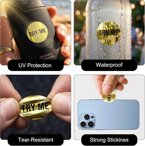 1 Inch Try Me Stickers Gold Round Stickers for Business 500 PCS Labels on a Roll Sticker for Free Samples in Kuwait